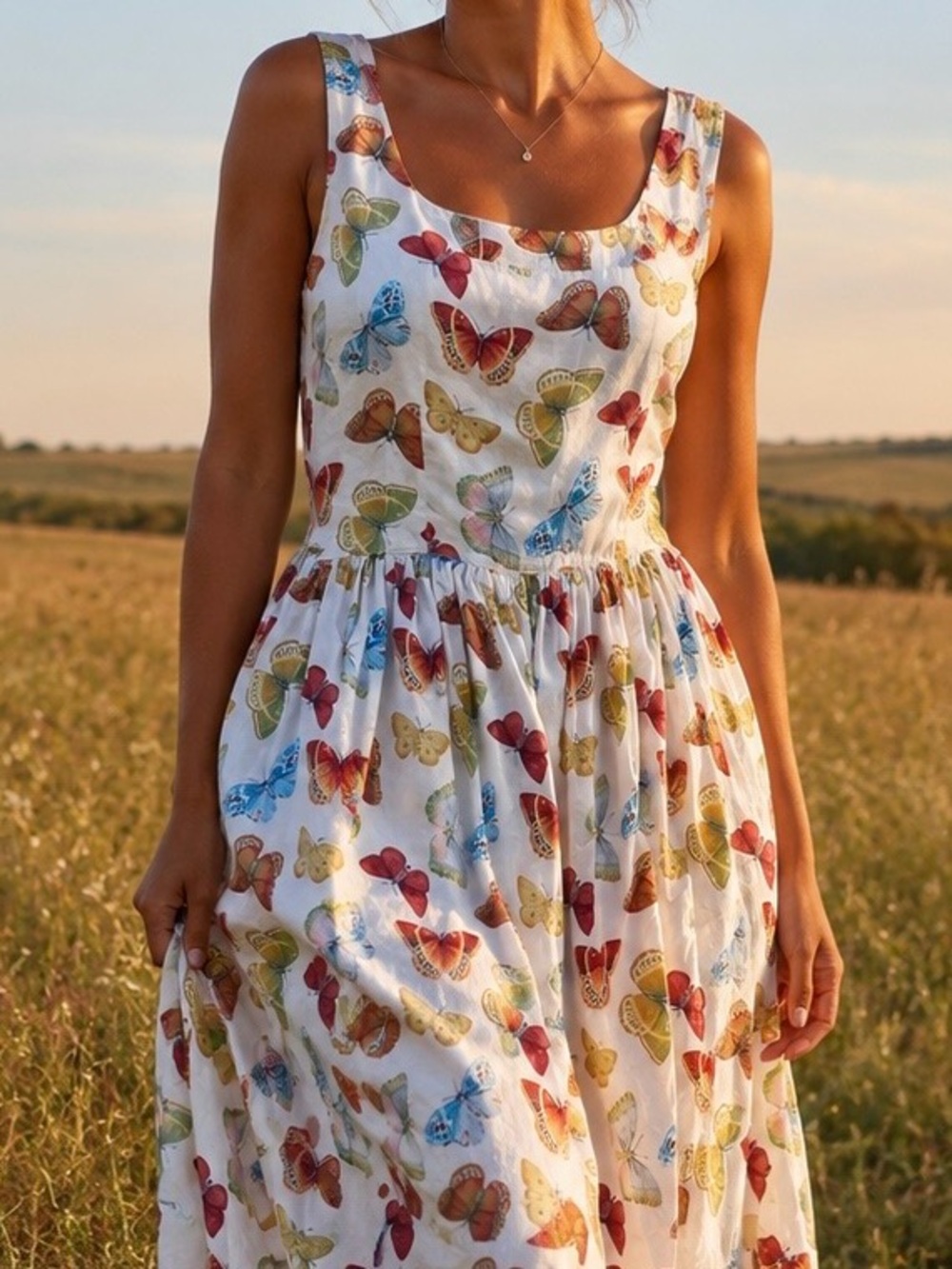 Banana Republic Vintage 100% silk Retro Butterfly Sundress